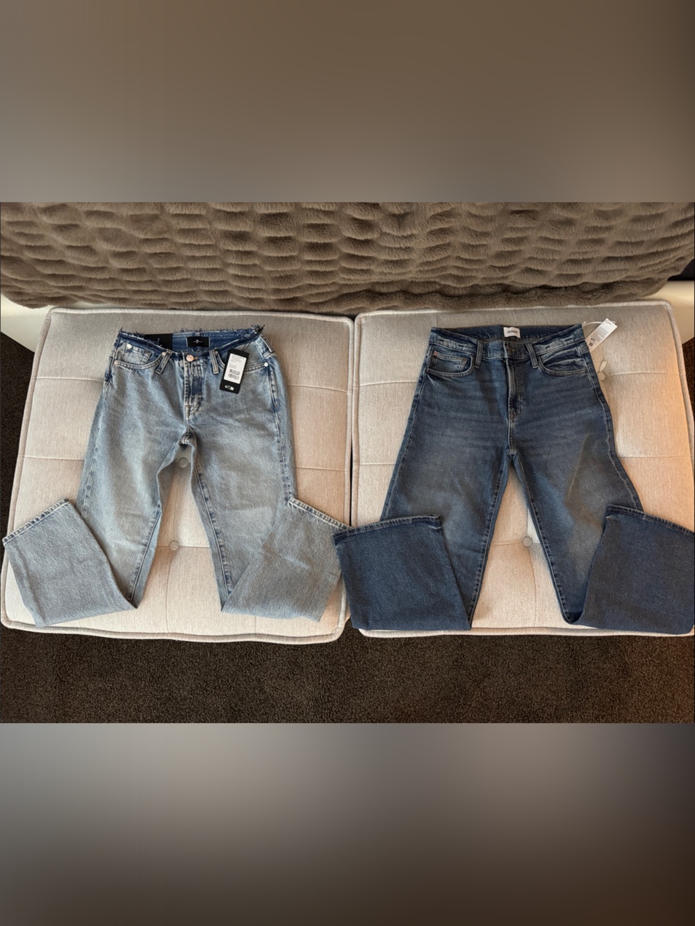 Hudson & 7 for All Man Kind, 2 Pairs of Women's Jeans - Light Blue & Dark Blue
